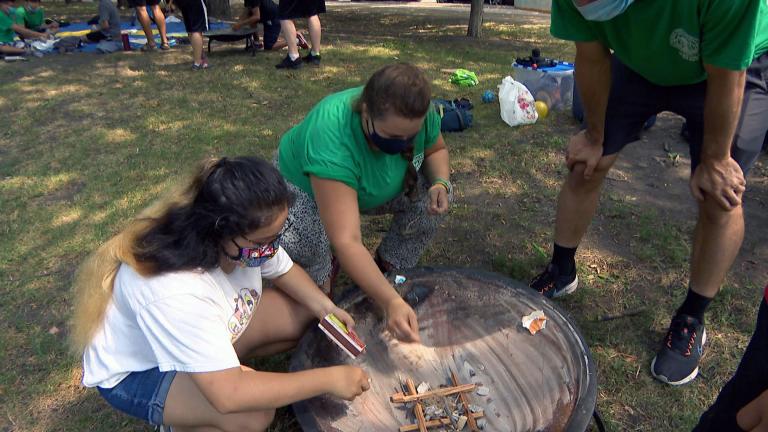 Teens can learn to build a fire, pitch a tent and work as a team as part of a new Chicago Park District program. (WTTW News)