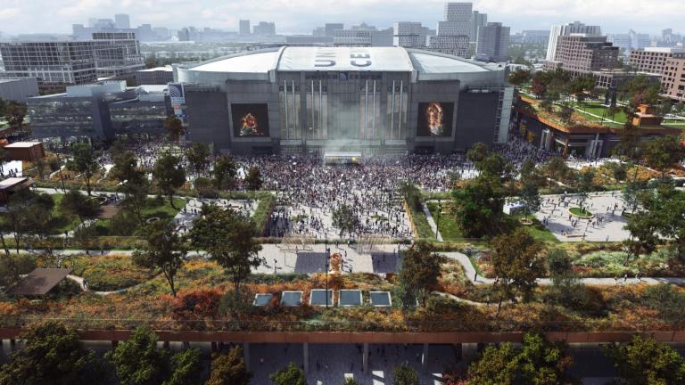 Rendering of $7 billion mixed-use development plan surrounding United Center. (Courtesy of RIOS)