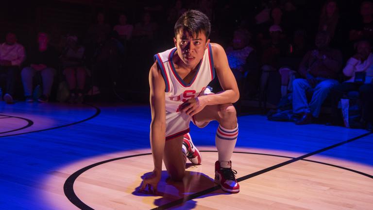 Glenn Obrero in Steppenwolf’s production of “The Great Leap” by Lauren Yee. (Photo by Michael Brosilow)