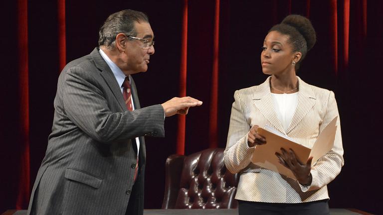 Edward Gero and Jade Wheeler in “The Originalist” at Court Theatre. (Photo by Gary W Sweetman)