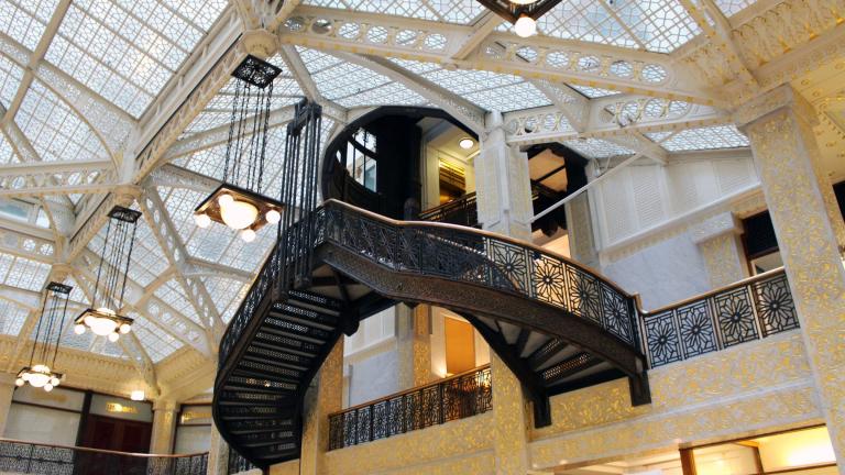 The lobby of The Rookery building. (Meredith Francis / WTTW)