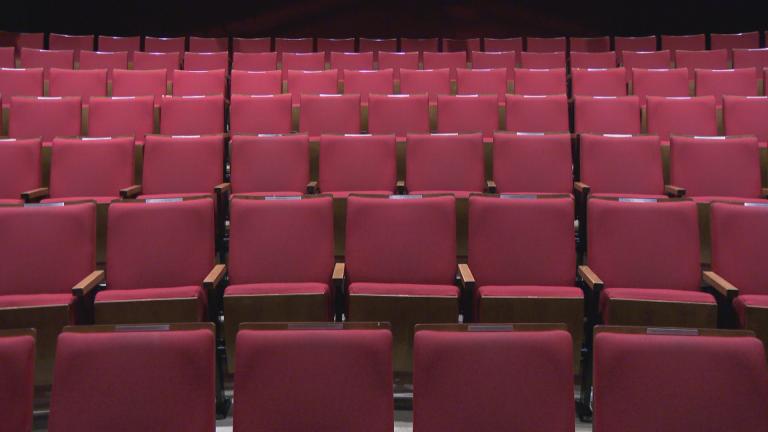 Theater seats were empty across the city in during the COVID-19 pandemic in 2020. (WTTW News)