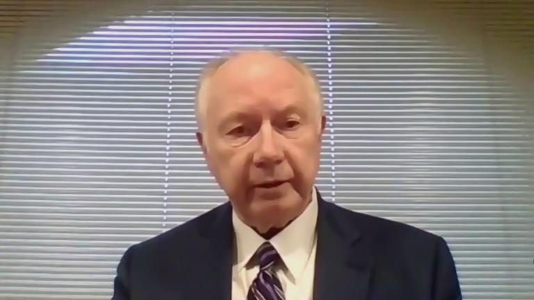Illinois Supreme Court Justice Thomas Kilbride appears on “Chicago Tonight” via Zoom on Monday, Oct. 19, 2020. (WTTW News)