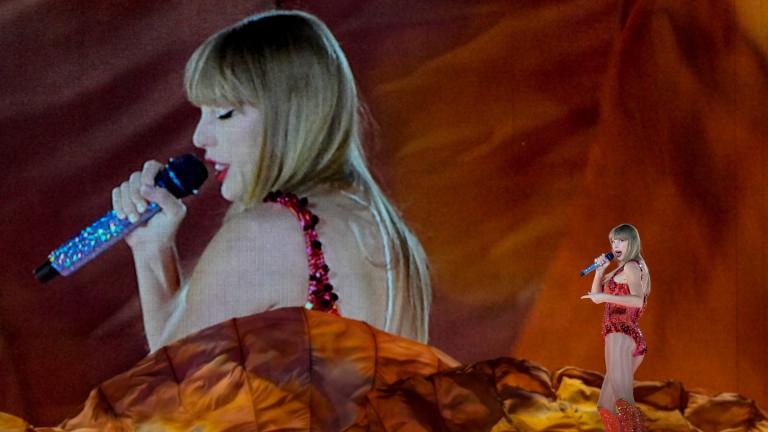 FILE - Taylor Swift performs at the Paris Le Defense Arena as a part of her Eras Tour concert in Paris, May 9, 2024. (Lewis Joly / AP Photo, File)