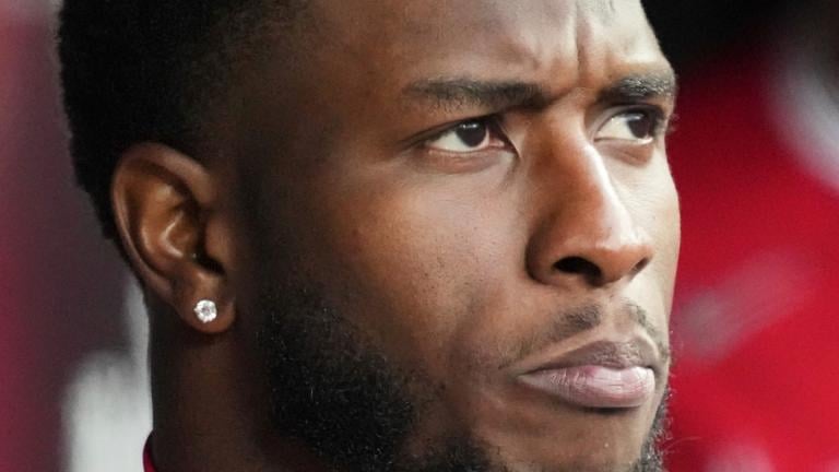 Tim Anderson, with Los Angeles Angels, looks to the field during the ninth inning of an opening-day baseball game against the Chicago White Sox in Chicago, March 27, 2025. (AP Photo / Nam Y. Huh, File)