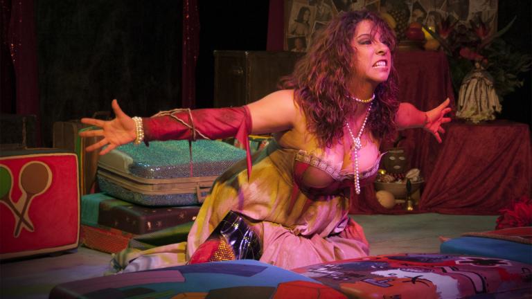“La Gran Tirana” explores the idea of immigrant identity as it follows the journey of Ana Morgana, an immigrant who transcends her own reality by imagining herself to be the Cuban diva La Lupe. (Courtesy Aguijón Theater)