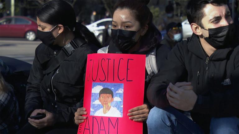 The community came out to protest, to march, and to mourn in memory of Adam Toledo. (WTTW News)