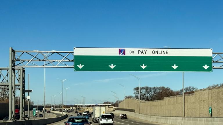 Cars pass under an Illinois tollway sign on March 1, 2026. (KKStock / iStock) 