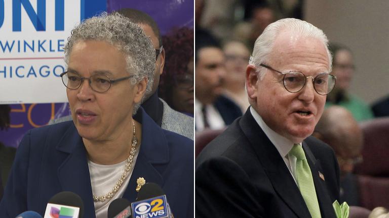 Cook County Board President Toni Preckwinkle (Chicago Tonight file photo) and Ald. Ed Burke (AP Photo / M. Spencer Green, File)