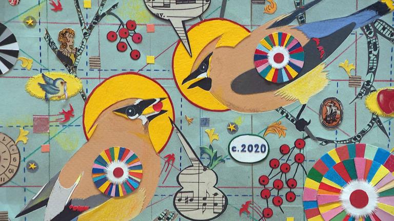 Artist Tony Fitzpatrick’s new show is called “Jesus of Western Avenue.” It’s at the Cleve Carney Museum of Art on the campus of the College of DuPage. (WTTW News)
