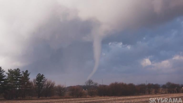A tornado is captured in Champaign, Illinois, on Feb. 27, 2023. (Courtesy of Andrew Pritchard)