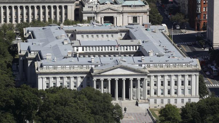 The U.S. Treasury Department building viewed from the Washington Monument, Wednesday, Sept. 18, 2019, in Washington. (AP Photo / Patrick Semansky, file)