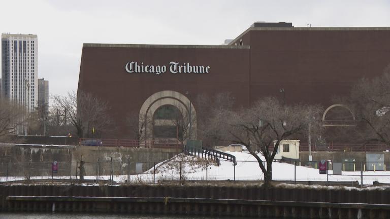 The Chicago Tribune’s Freedom Center, a printing and inserting facility along the Chicago River. (WTTW News)