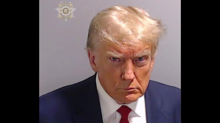 This booking photo provided by Fulton County Sheriff's Office, shows former President Donald Trump on Thursday, Aug. 24, 2023, after he surrendered and was booked at the Fulton County Jail in Atlanta. (Fulton County Sheriff's Office via AP)