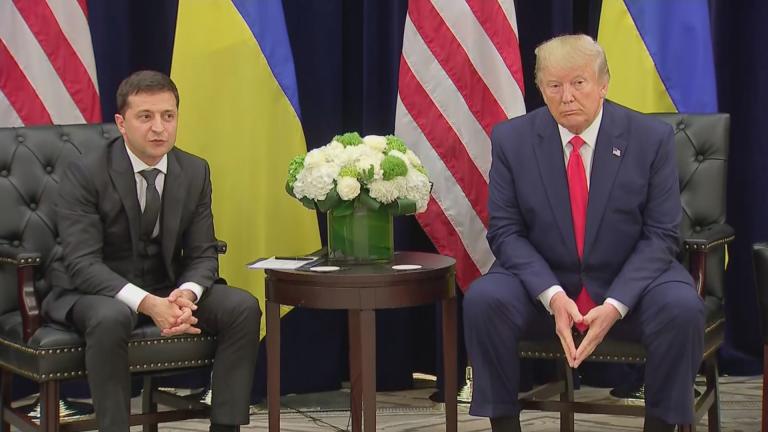 President Donald Trump meets with Ukranian President Volodymyr Zelenskiy at the United Nations on Sept. 25, 2019. (WTTW News)