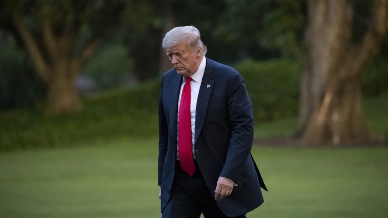 President Donald Trump walks on the South Lawn after arriving on Marine One at the White House, Thursday, June 25, 2020, in Washington. Trump is returning from Wisconsin. (AP Photo / Alex Brandon) President Donald Trump walks on the South Lawn after arriving on Marine One at the White House, Thursday, June 25, 2020, in Washington. Trump is returning from Wisconsin. (AP Photo / Alex Brandon)