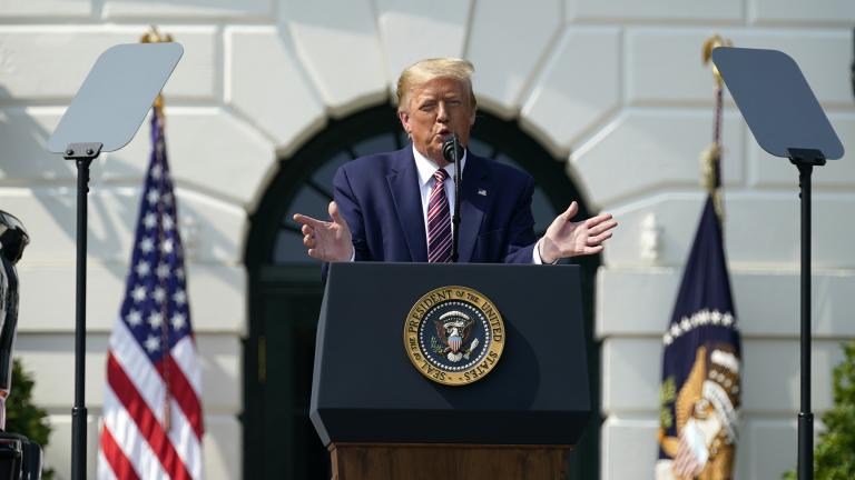 President Donald Trump speaks during an event on regulatory reform on the South Lawn of the White House, Thursday, July 16, 2020, in Washington. (AP Photo / Evan Vucci)
