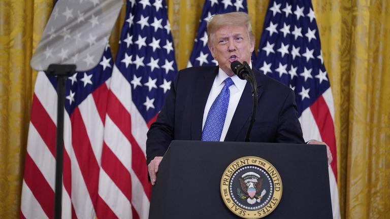 President Donald Trump speaks during an event on “Operation Legend: Combatting Violent Crime in American Cities,” in the East Room of the White House, Wednesday, July 22, 2020, in Washington. (AP Photo / Evan Vucci)