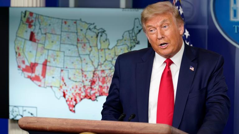 President Donald Trump speaks during a news conference at the White House, Thursday, July 23, 2020, in Washington. (AP Photo / Evan Vucci)