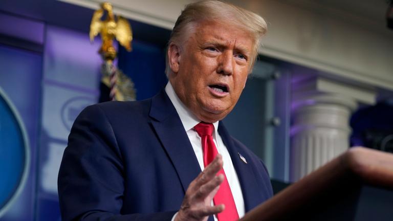 President Donald Trump speaks during a news conference at the White House, Tuesday, July 28, 2020, in Washington. (AP Photo / Evan Vucci)