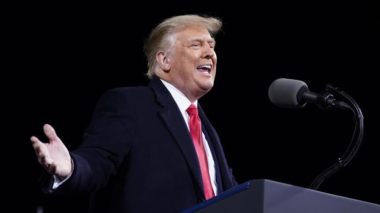 President Donald Trump speaks at a campaign rally for Senate Republican candidates, Sen. Kelly Loeffler, R-Ga., and Sen. David Perdue, R-Ga., at Valdosta Regional Airport, Saturday, Dec. 5, 2020, in Valdosta, Ga. (AP Photo / Evan Vucci)