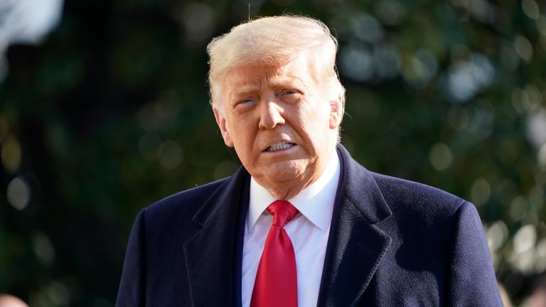 President Donald Trump speaks to the media before boarding Marine One on the South Lawn of the White House, Tuesday, Jan. 12, 2021 in Washington. (AP Photo / Gerald Herbert)
