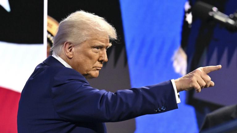 President Donald Trump speaks at the Future Investment Initiative (FII) Institute summit in Miami Beach, Fla., Wednesday, Feb. 19, 2025. (Pool via AP)