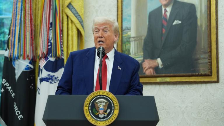 President Donald Trump speaks during a swearing in ceremony for interim U.S. Attorney General for the District of Columbia Jeanine Pirro, Wednesday, May 28, 2025, in the Oval Office of the White House in Washington. (AP Photo / Evan Vucci)