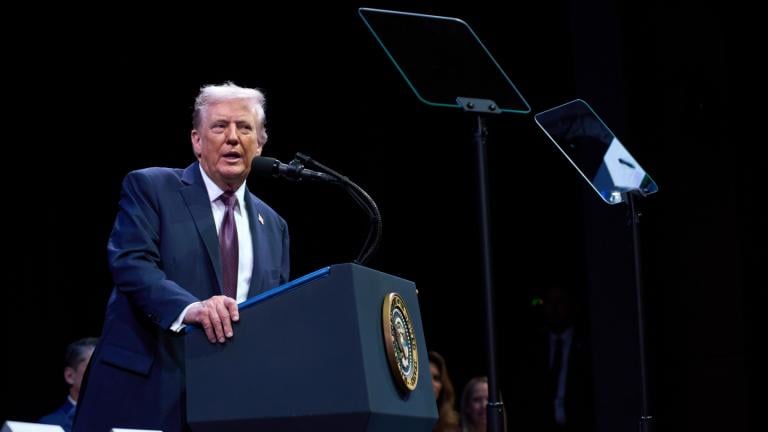 President Donald Trump speaks to the White House Religious Liberty Commission during an event at the Museum of the Bible, Monday, Sept. 8, 2025, in Washington. (AP Photo / Evan Vucci)