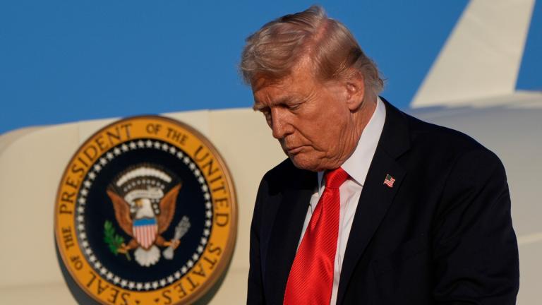 President Donald Trump arrives on Air Force One at LaGuardia Airport, Thursday, Sept. 11, 2025, in New York. (AP Photo / Alex Brandon)