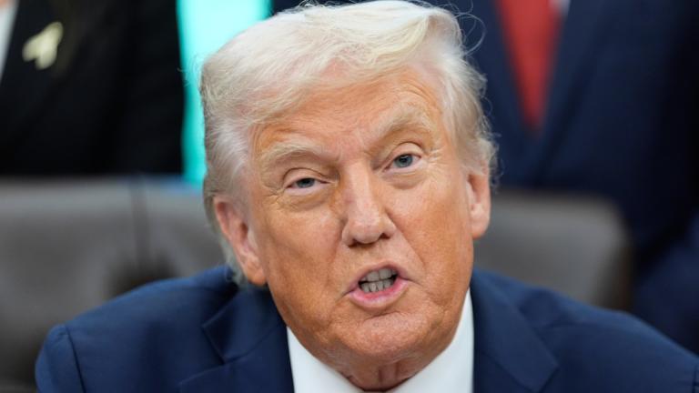 President Donald Trump speaks in the Oval Office of the White House, Tuesday, Sept. 30, 2025, in Washington. (AP Photo/Alex Brandon)