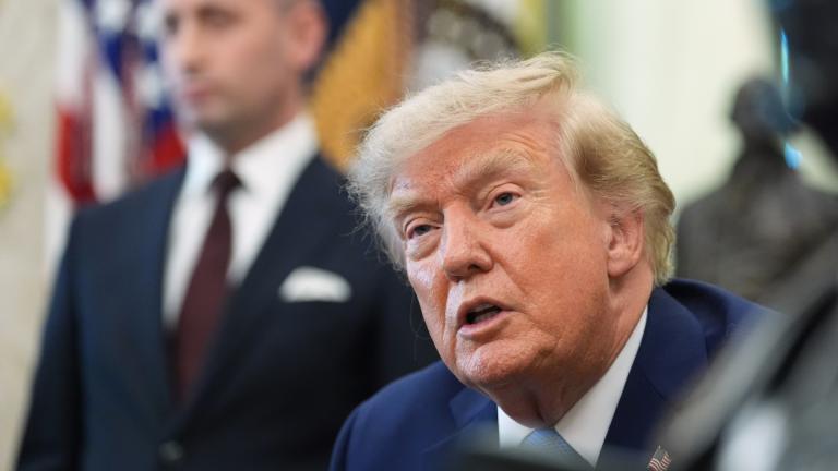 President Donald Trump speaks in the Oval Office of the White House, Thursday, Aug. 6, 2026, in Washington. (AP Photo / Alex Brandon)