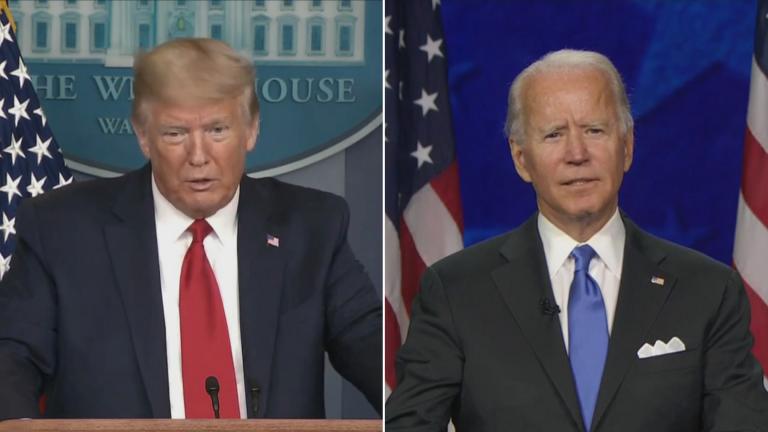 President Donald Trump, left, and former Vice President Joe Biden. (WTTW News via CNN)
