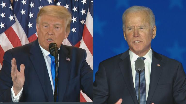 President Donald Trump, left, and President-elect Joe Biden. (WTTW News via CNN)