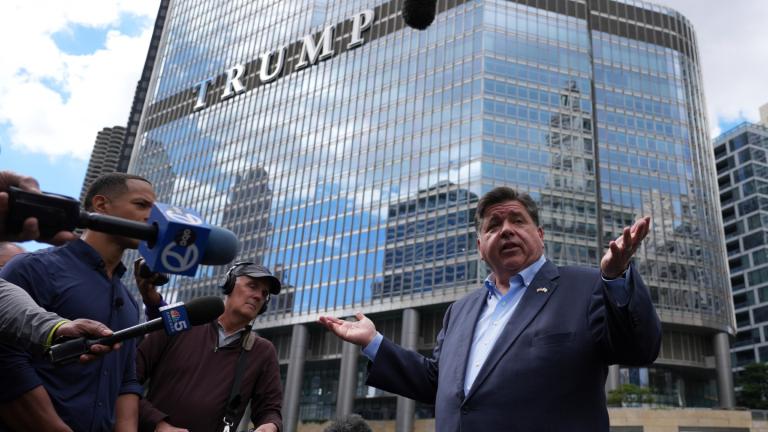 Illinois Governor JB Pritzker speaks at a news conference in a Chicago water taxi Monday, Aug. 25, 2025, in Chicago. (AP Photo / Nam Y. Huh)