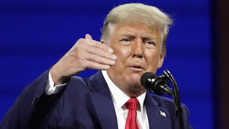Former President Donald Trump speaks at the Conservative Political Action Conference (CPAC) Sunday, Feb. 28, 2021, in Orlando, Fla. (AP Photo / John Raoux)