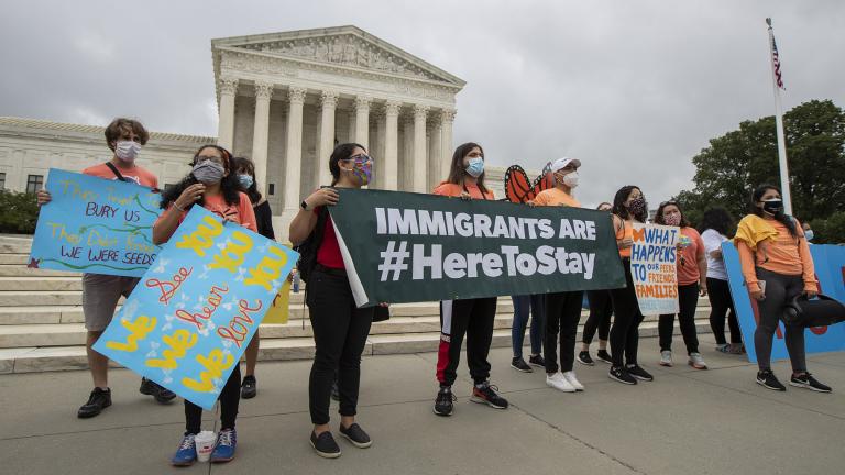 In this June 18, 2020, photo, Deferred Action for Childhood Arrivals (DACA) students celebrate in front of the Supreme Court after the Supreme Court rejected President Donald Trump’s effort to end legal protections for young immigrants in Washington. (AP Photo / Manuel Balce Ceneta)