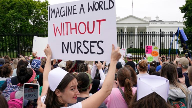 FILE - People protest outside the White House in Washington, May 12, 2022. (AP Photo / Susan Walsh)