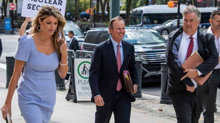 Former President Donald Trump’s attorneys Linsey Halligan, James Trusty, and Chris Kise arrive at Brooklyn Federal Court on Tuesday, Sept. 20, 2022, in New York. (AP Photo / Brittainy Newman)