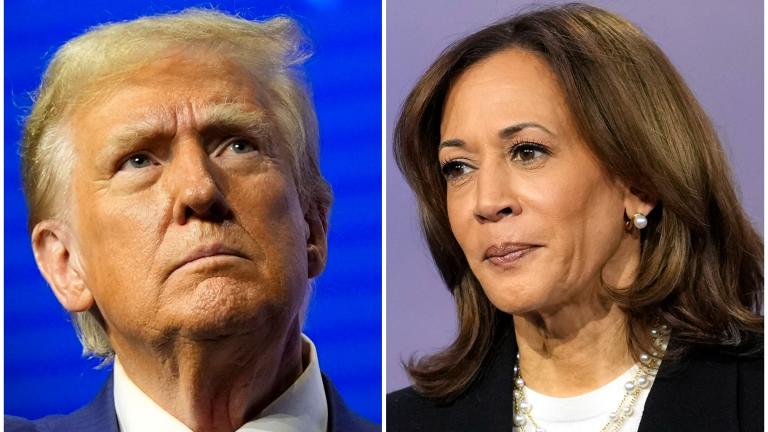 This combination of images shows Republican presidential nominee former President Donald Trump and Democratic presidential nominee Vice President Kamala Harris at separate campaign events Wednesday, Oct. 23, 2024, in Duluth, Ga., and Aston, Pa., respectively. (AP Photo / Alex Brandon, left, Matt Rourke, File)