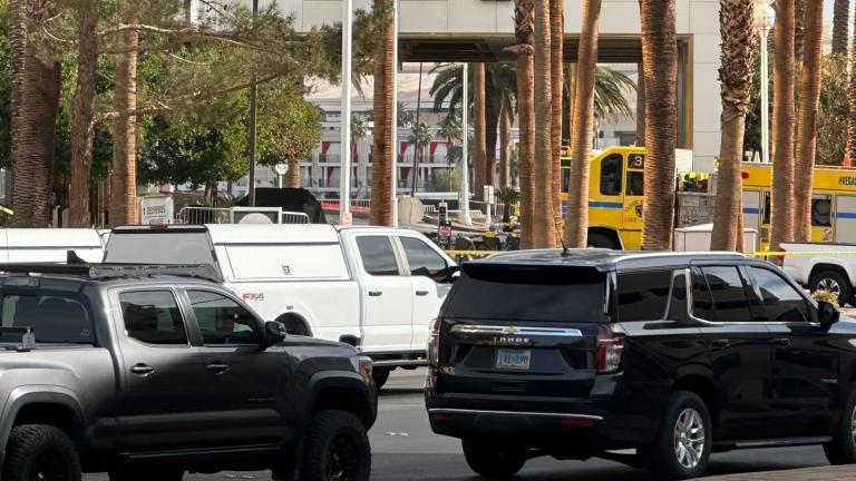 Police block the area after a vehicle caught fire and exploded outside the lobby of President-elect Donald Trump's hotel Wednesday, Jan. 1, 2025. (AP Photo / Ty ONeil)