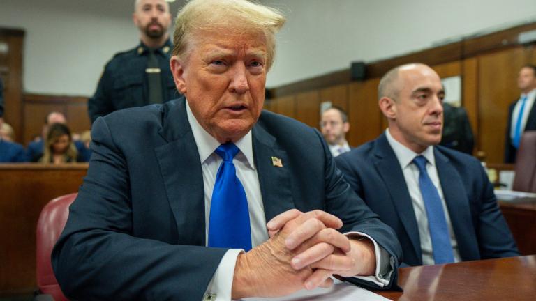 Former President Donald Trump appears at Manhattan criminal court during jury deliberations in his criminal hush money trial in New York, Thursday, May 30, 2024. (Steven Hirsch / New York Post via AP, Pool)
