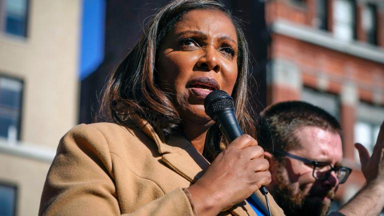 New York Attorney General Letitia James speaks during a rally in support of home care workers in New York, Tuesday, Dec. 14, 2021. (AP Photo / Seth Wenig, File)
