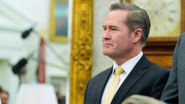 White House national security adviser Mike Waltz listens as President Donald Trump meets with Italy's Prime Minister Giorgia Meloni in the Oval Office of the White House, Thursday, April 17, 2025, in Washington. (AP Photo / Alex Brandon)