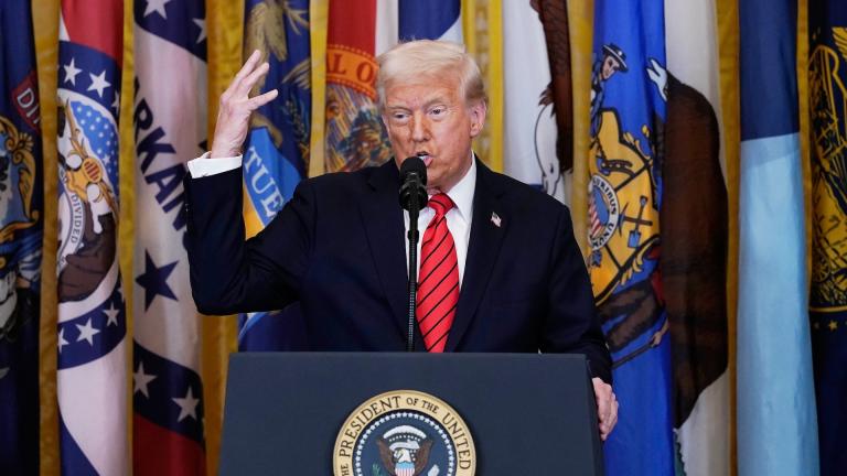 President Donald Trump speaks at an education event and executive order signing in the East Room of the White House in Washington, March 20, 2025. (AP Photo/Jose Luis Magana, File)
