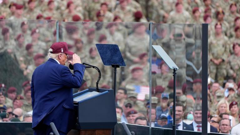 President Donald Trump speaks at Fort Bragg, Tuesday, June 10, 2025, in Fort Bragg, N.C. (AP Photo/Alex Brandon)