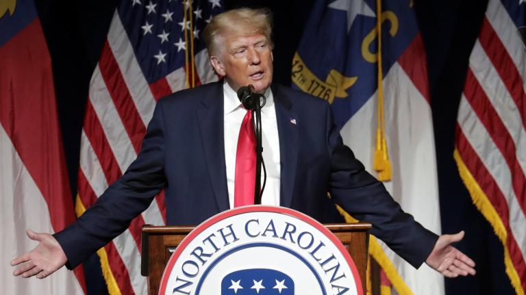 Former President Donald Trump speaks at the North Carolina Republican Convention Saturday, June 5, 2021, in Greenville, N.C. (AP Photo / Chris Seward)