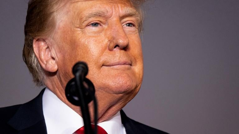 Former President Donald Trump speaks during his Save America rally in Perry, Ga., on Saturday, Sept. 25, 2021. (AP Photo / Ben Gray)