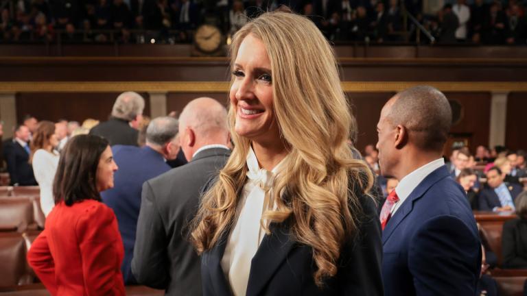 Administrator of the Small Business Administration Kelly Loeffler arrives before President Donald Trump addresses a joint session of Congress at the Capitol in Washington, Tuesday, March 4, 2025. (Win McNamee / Pool Photo via AP)