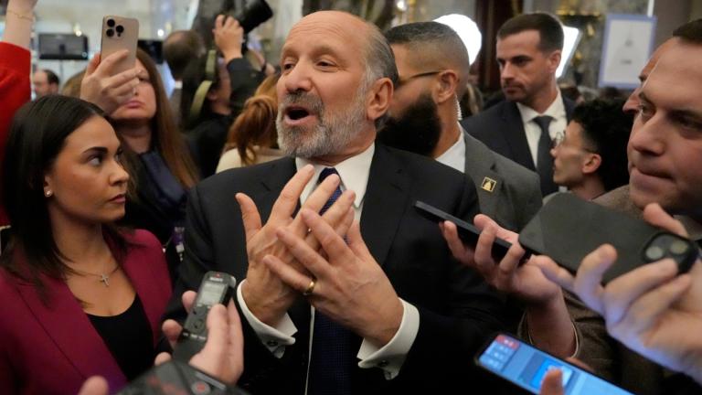 Secretary of Commerce Howard Lutnick speaks with reporters after President Donald Trump addressed a joint session of Congress at the Capitol in Washington, Tuesday, March 4, 2025. (AP Photo / Ben Curtis)